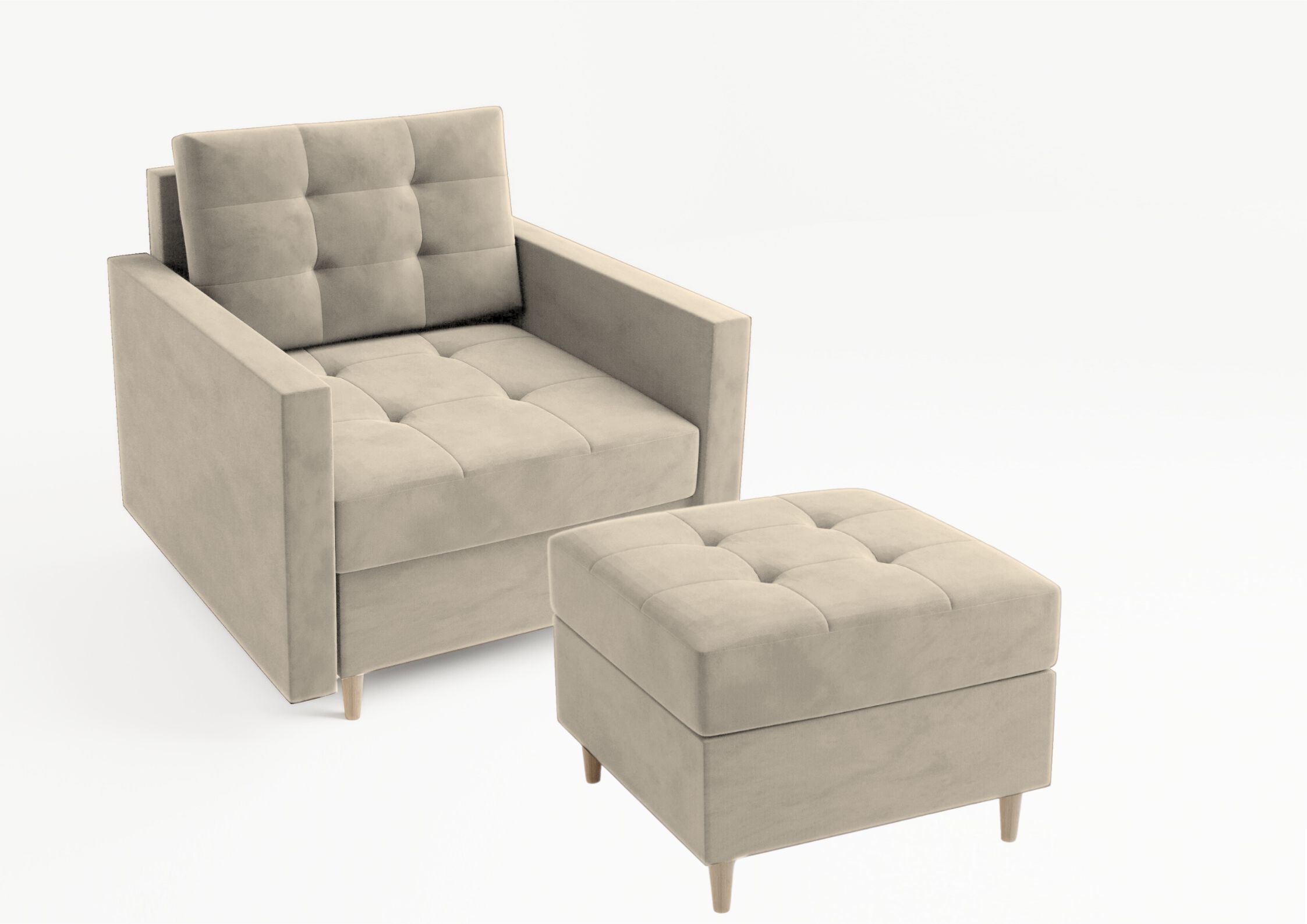 Beżowy fotel pikowany Vido